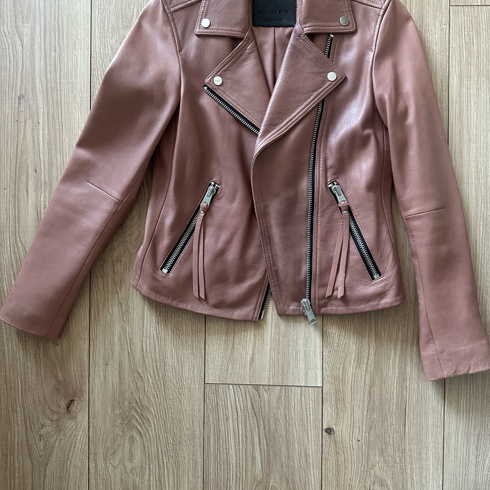 All Saints Mauve Leather Jacket